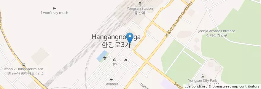 Mapa de ubicacion de Dragon Hill Spa en Coreia Do Sul, Seul, 용산구, 한강로동.
