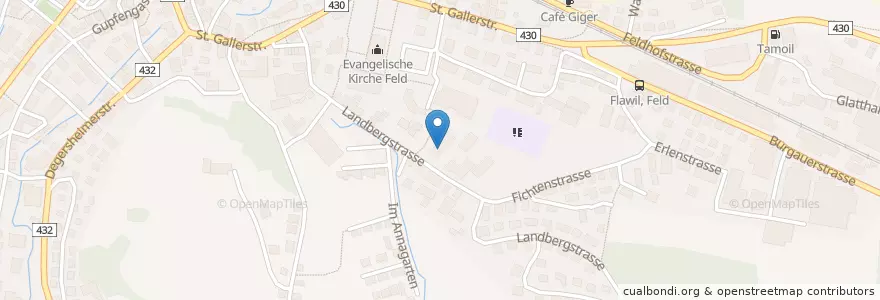 Mapa de ubicacion de Schulhaus Feld en Suiza, San Galo, Wahlkreis Wil, Flawil.