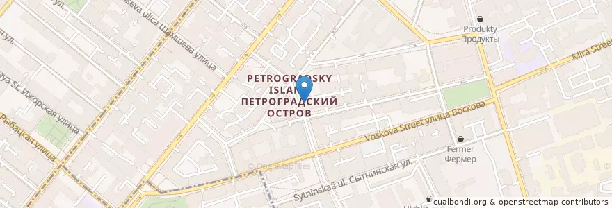 Mapa de ubicacion de Харчевня XVI век en Russland, Föderationskreis Nordwest, Oblast Leningrad, Sankt Petersburg, Petrograder Rajon, Округ Кронверкское.