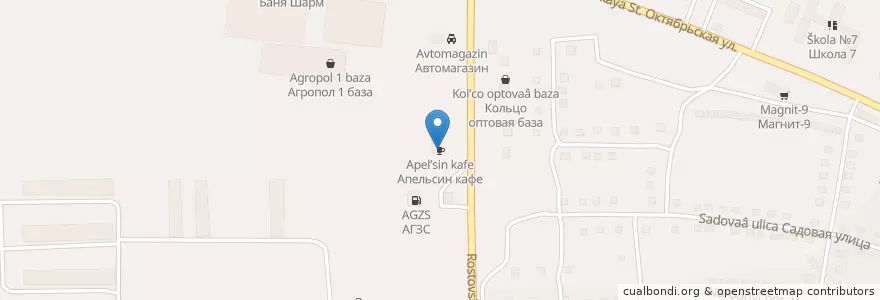 Mapa de ubicacion de Апельсин en Russie, District Fédéral Central, Oblast De Voronej, Россошанский Район, Городское Поселение Россошь.