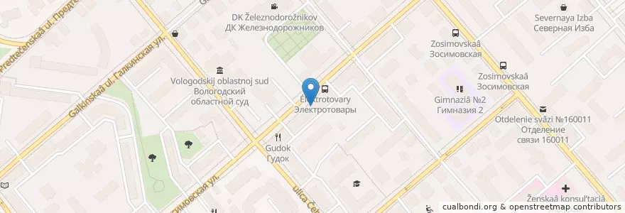 Mapa de ubicacion de Круглосуточная аптека en Rusland, Северо-Западный Федеральный Округ, Oblast Vologda, Вологодский Район, Городской Округ Вологда.