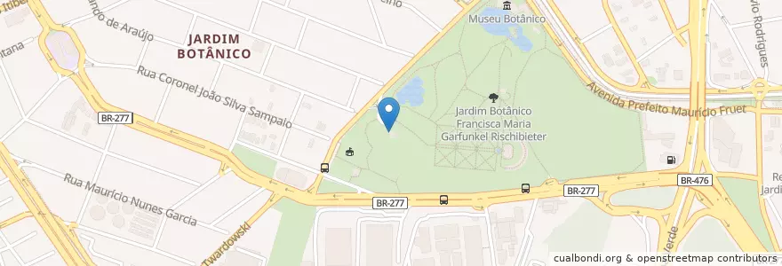 Mapa de ubicacion de Lanchonete Jardim Botânico en ブラジル, 南部地域, パラナ, Região Geográfica Intermediária De Curitiba, Região Metropolitana De Curitiba, Microrregião De Curitiba, クリチバ.
