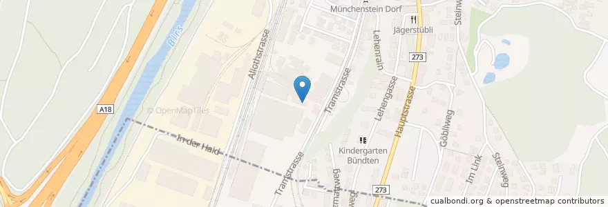 Mapa de ubicacion de Kantine Werkhalle en Zwitserland, Bazel-Land, Bezirk Arlesheim, Münchenstein.