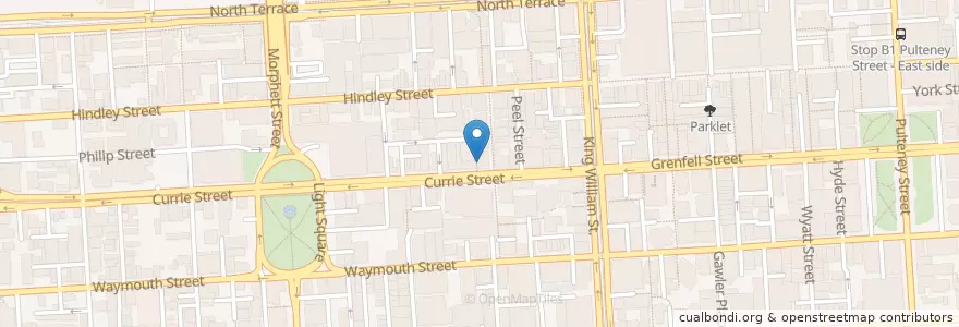 Mapa de ubicacion de Zhivargo en Australië, Zuid-Australië, Adelaide, Adelaide City Council.