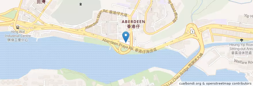 Mapa de ubicacion de 香港仔 Aberdeen en چین, گوانگ‌دونگ, هنگ‌کنگ, جزیره هنگ کنگ, 新界 New Territories, 南區 Southern District.