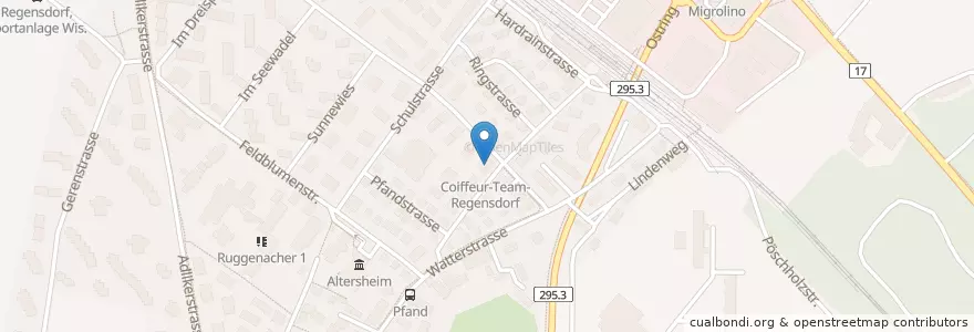 Mapa de ubicacion de Gemeindebibliothek en 스위스, 취리히, Bezirk Dielsdorf, Regensdorf.