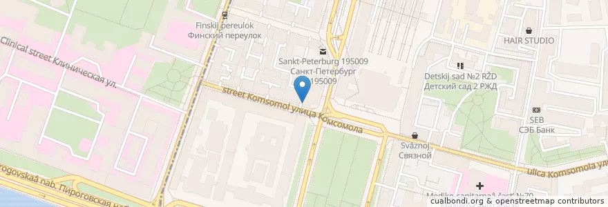 Mapa de ubicacion de Rosselkhozbank en Russia, Northwestern Federal District, Leningrad Oblast, Saint Petersburg, Калининский Район, Финляндский Округ.