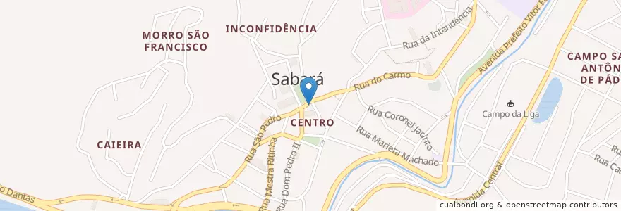Mapa de ubicacion de Santíssimo Bar en Brasil, Região Sudeste, Minas Gerais, Região Geográfica Intermediária De Belo Horizonte, Região Metropolitana De Belo Horizonte, Microrregião Belo Horizonte, Sabará.