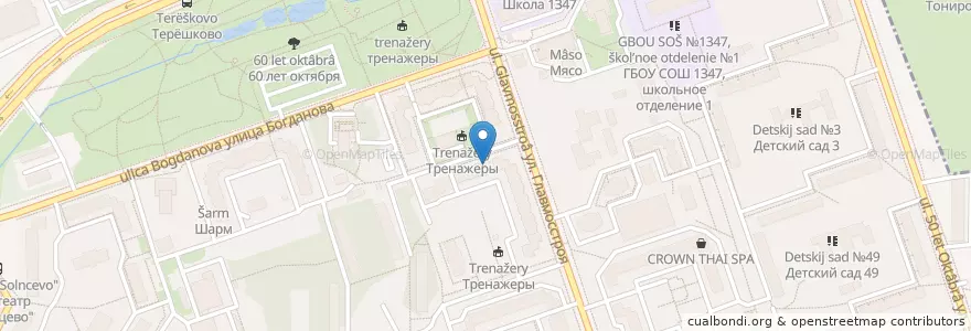 Mapa de ubicacion de семейный клуб "Орион" en روسيا, Центральный Федеральный Округ, Москва, Западный Административный Округ, Район Солнцево.