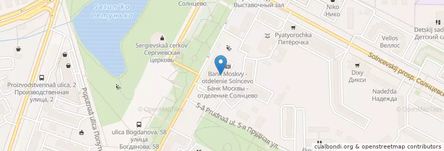 Mapa de ubicacion de Концертный зал “Солнцево” en Russia, Distretto Federale Centrale, Москва, Западный Административный Округ, Район Солнцево.