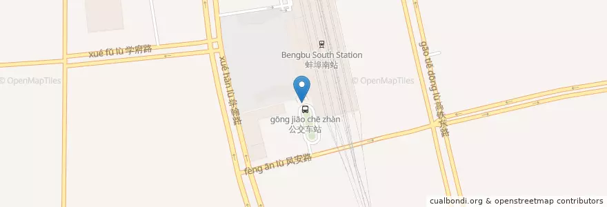 Mapa de ubicacion de 高铁南站 en 中国, 安徽省, 蚌埠市, 龙子湖区 (Longzihu), 蚌埠市区.