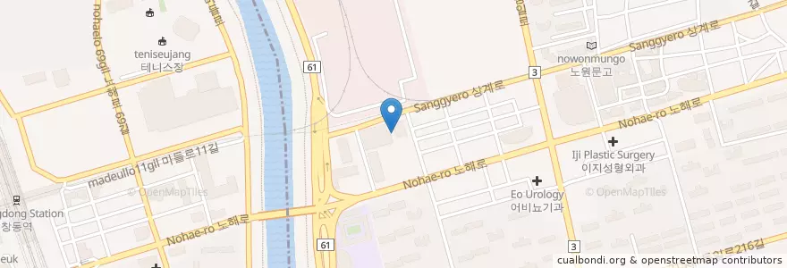 Mapa de ubicacion de 우리은행 en Güney Kore, Seul, 노원구, 상계6·7동.