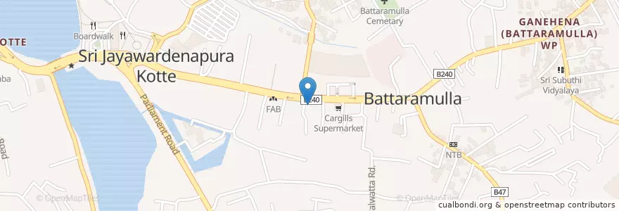 Mapa de ubicacion de Sampath Bank Battaramulla en Sri Lanka, බස්නාහිර පළාත, කොළඹ දිස්ත්‍රික්කය.