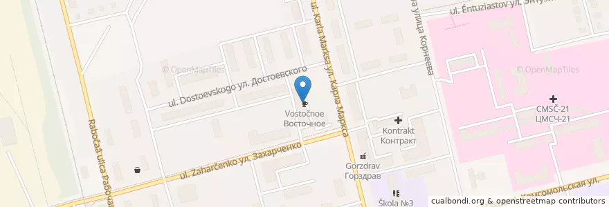 Mapa de ubicacion de Восточное en Russia, Distretto Federale Centrale, Oblast' Di Mosca, Городской Округ Электросталь.