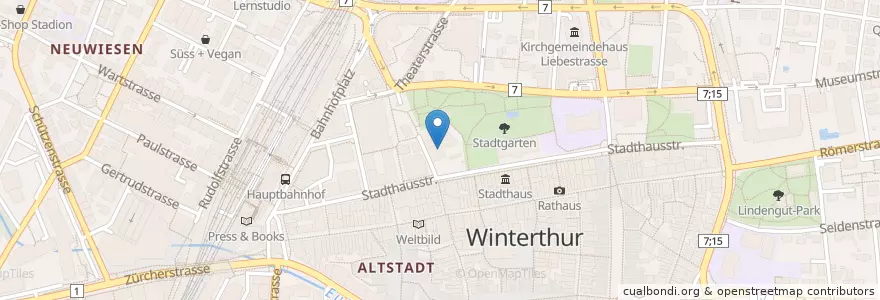 Mapa de ubicacion de Sommertheater en Zwitserland, Zürich, Bezirk Winterthur, Winterthur.