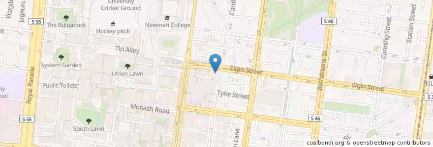 Mapa de ubicacion de The Clyde Hotel en Australia, Victoria, City Of Melbourne.