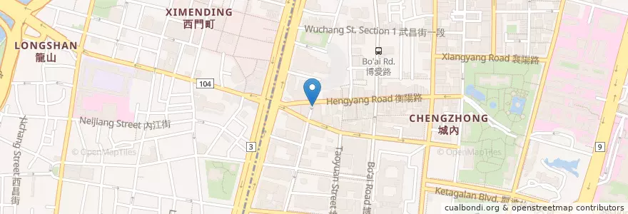 Mapa de ubicacion de 民雄肉包 en 臺灣, 新北市, 臺北市, 萬華區, 中正區.