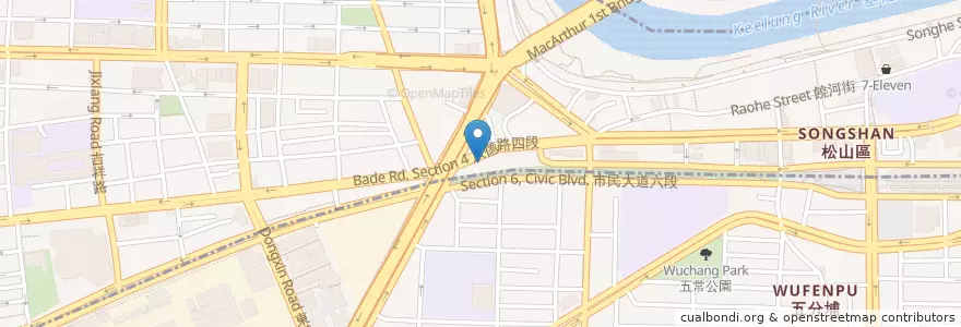 Mapa de ubicacion de 松山聚福廟 en 臺灣, 新北市, 臺北市, 松山區.