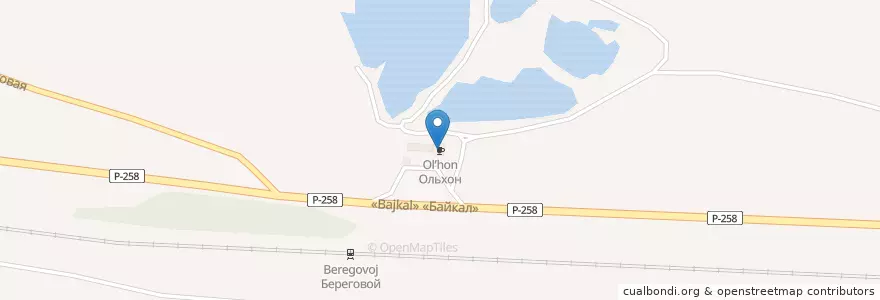 Mapa de ubicacion de Ольхон en ロシア, 極東連邦管区, ブリヤート共和国, カバンスク地区, Кабанское Сельское Поселение.