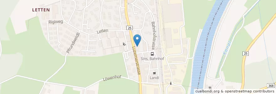 Mapa de ubicacion de Auto Suter en Switzerland, Aargau, Bezirk Muri, Sins.