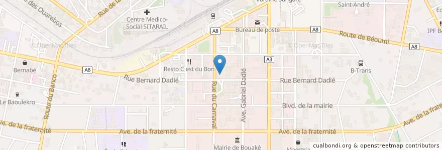 Mapa de ubicacion de Chez Donald en Кот-Д’Ивуар, Валле-Дю-Бандама, Gbêkê.