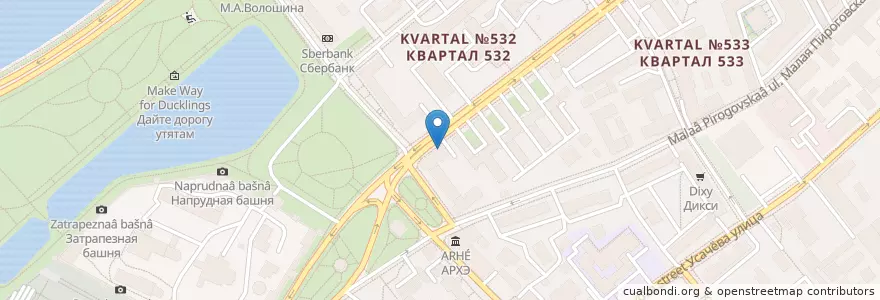 Mapa de ubicacion de 36,6 en 러시아, Центральный Федеральный Округ, Москва, Центральный Административный Округ, Район Хамовники.