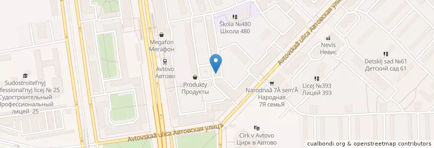 Mapa de ubicacion de Алоэ en Russia, Northwestern Federal District, Leningrad Oblast, Saint Petersburg, Кировский Район, Округ Автово.