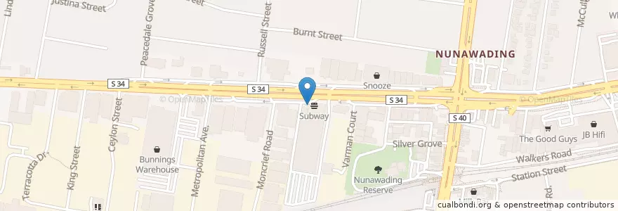Mapa de ubicacion de Steak House en Australie, Victoria, City Of Whitehorse.