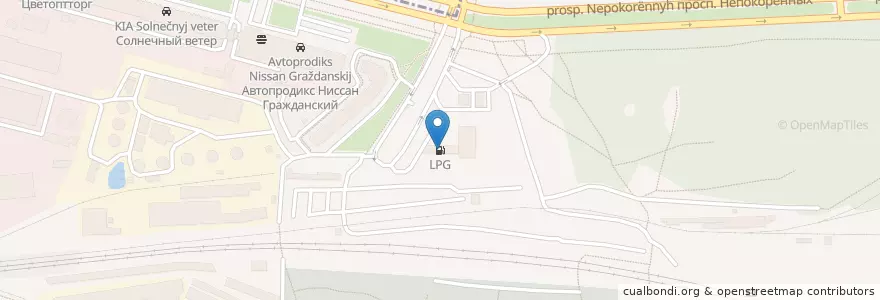 Mapa de ubicacion de LPG en Russie, District Fédéral Du Nord-Ouest, Oblast De Léningrad, Saint-Pétersbourg, Калининский Район, Округ Пискарёвка.