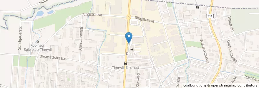 Mapa de ubicacion de Coop Tankstelle en Schweiz/Suisse/Svizzera/Svizra, Basel-Landschaft, Bezirk Arlesheim, Therwil.
