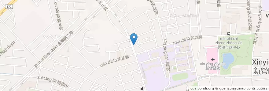 Mapa de ubicacion de 五營元帥 en Taiwan, Tainan, Xinying.