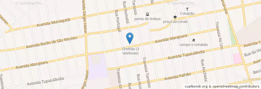 Mapa de ubicacion de Orelhão (3 telefones) en Бразилия, Северный Регион, Пара, Região Geográfica Intermediária De Santarém, Microrregião De Santarém, Сантарен.