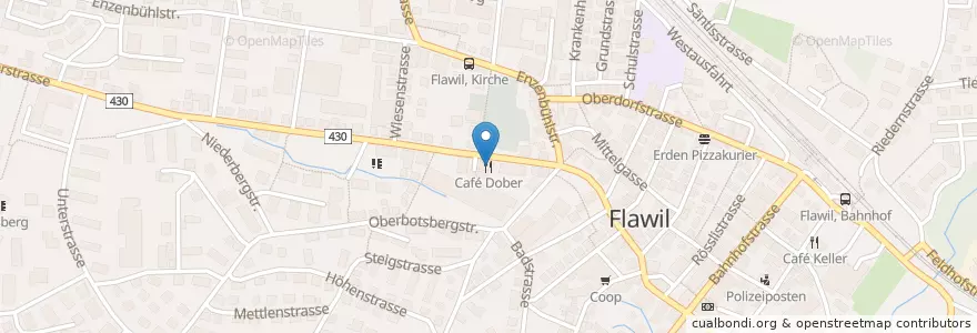 Mapa de ubicacion de Café Dober en Schweiz, Sankt Gallen, Wahlkreis Wil, Flawil.