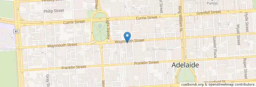 Mapa de ubicacion de Chiaro Bar en Australië, Zuid-Australië, Adelaide, Adelaide City Council.