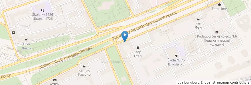 Mapa de ubicacion de Шоколадница en Russia, Distretto Federale Centrale, Москва, Западный Административный Округ, Район Дорогомилово.