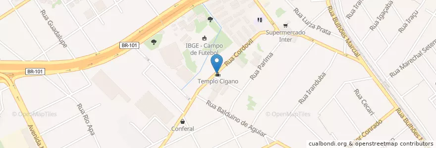 Mapa de ubicacion de Templo Cigano en 브라질, 남동지방, 리우데자네이루, Região Geográfica Imediata Do Rio De Janeiro, Região Metropolitana Do Rio De Janeiro, Região Geográfica Intermediária Do Rio De Janeiro, 리우데자네이루.
