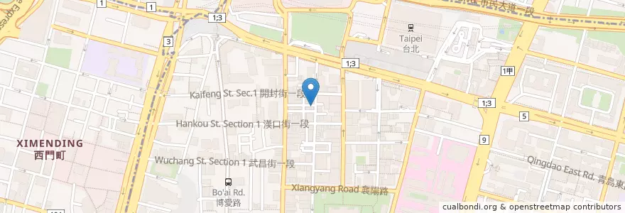 Mapa de ubicacion de 易昌連鎖藥局易昌店 en 타이완, 신베이 시, 타이베이시, 중정 구.
