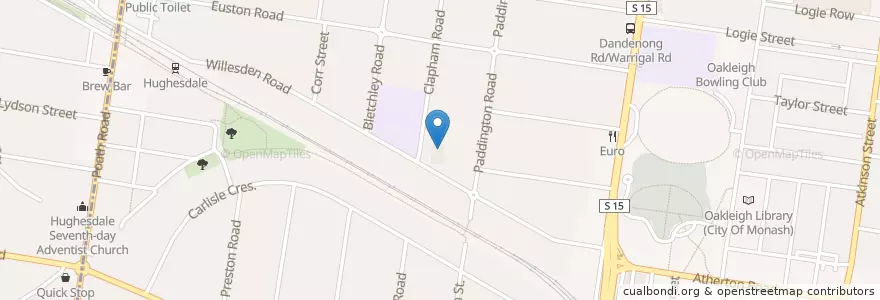 Mapa de ubicacion de Oakleigh Greek Orthodox Church en Australia, Victoria, City Of Monash.