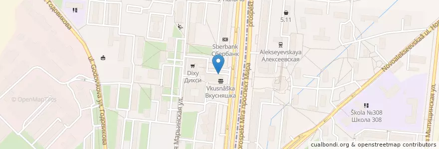 Mapa de ubicacion de Крошка Картошка en Russie, District Fédéral Central, Moscou, Северо-Восточный Административный Округ, Останкинский Район.