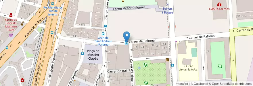 Mapa de ubicacion de 258 - Carrer de Palomar 6 en Spain, Catalonia, Barcelona, Barcelonès, Barcelona.