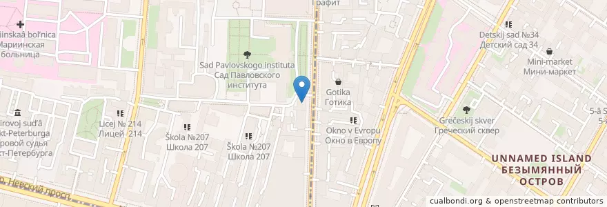 Mapa de ubicacion de Школа Герценовского университета en Rusia, Северо-Западный Федеральный Округ, Óblast De Leningrado, San Petersburgo, Центральный Район.
