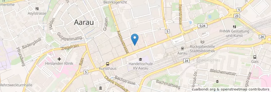 Mapa de ubicacion de zahnarztzentrum.ch en Svizzera, Argovia, Bezirk Aarau, Aarau.