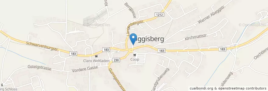 Mapa de ubicacion de Kafi Riggi en Switzerland, Bern/Berne, Verwaltungsregion Bern-Mittelland, Verwaltungskreis Bern-Mittelland, Riggisberg.