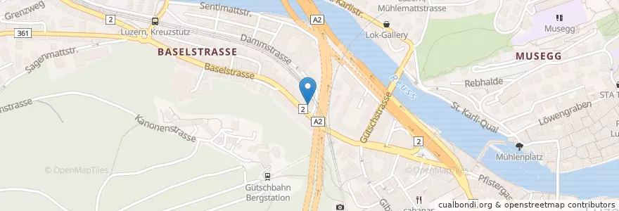 Mapa de ubicacion de Klub Kegelbahn en Schweiz/Suisse/Svizzera/Svizra, Luzern, Luzern.