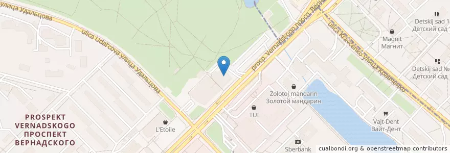 Mapa de ubicacion de Нияма&Pizza Вернадского en 러시아, Центральный Федеральный Округ, Москва, Западный Административный Округ.