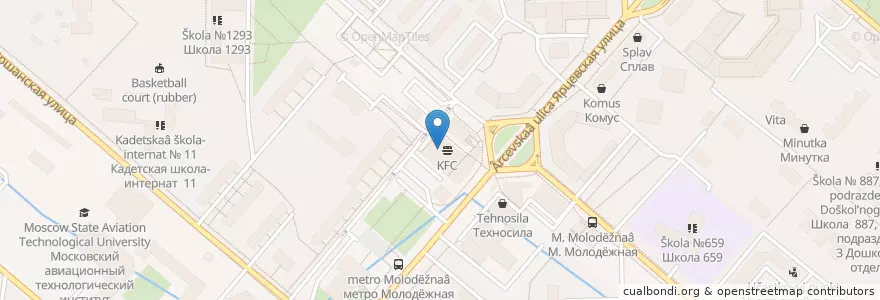 Mapa de ubicacion de Нияма en Rusland, Centraal Federaal District, Moskou, Западный Административный Округ, Район Кунцево.