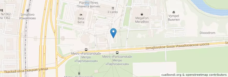 Mapa de ubicacion de Нияма en Russia, Distretto Federale Centrale, Москва, Восточный Административный Округ, Район Измайлово.