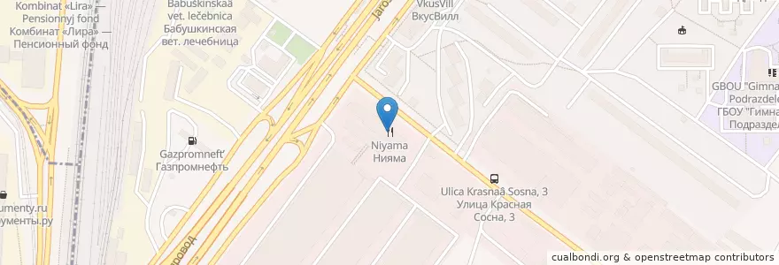 Mapa de ubicacion de Нияма en Rusia, Distrito Federal Central, Москва, Северо-Восточный Административный Округ, Ярославский Район.