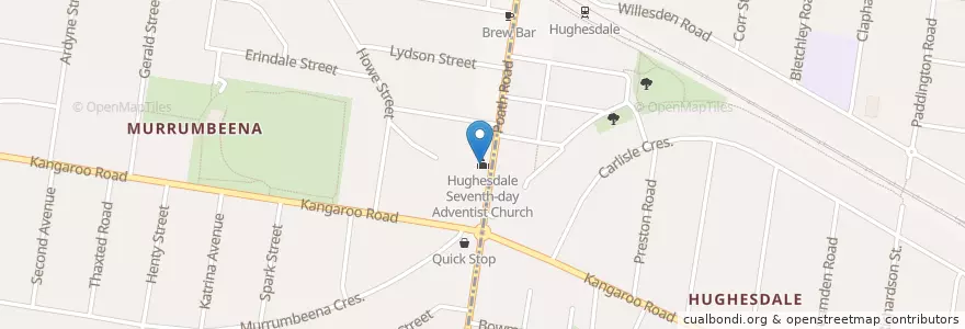 Mapa de ubicacion de Hughesdale Seventh-day Adventist Church en Australien, Victoria, City Of Glen Eira.