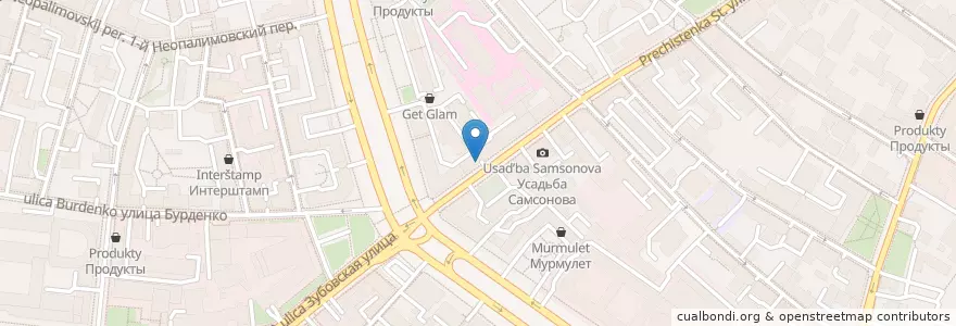 Mapa de ubicacion de 36,6 en Russia, Central Federal District, Moscow, Central Administrative Okrug, Khamovniki District.
